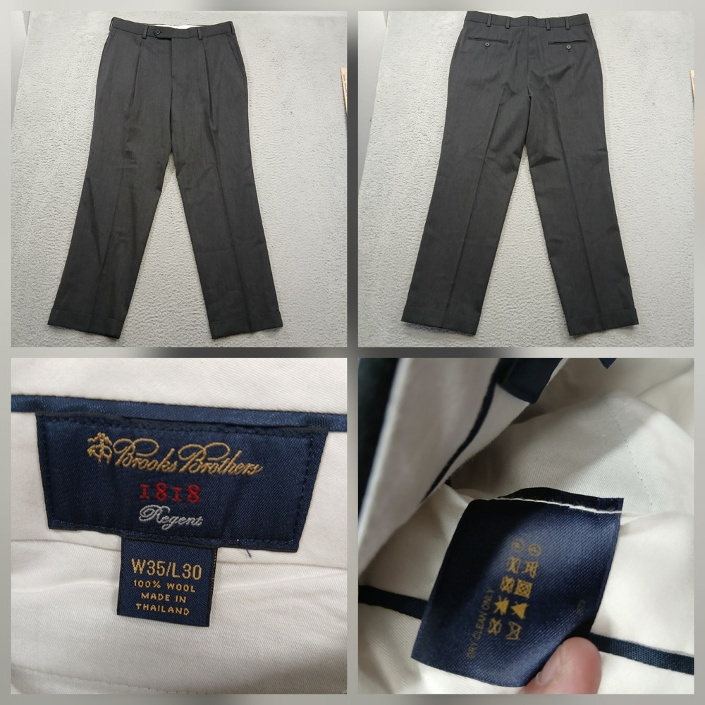 Brooks Brothers 1818 Regent Dress Pants Men's 35x30 Gray Wool‎